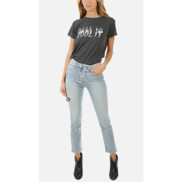 Mother The Lace Up Dazzler Ankle Jeans in Tinge Blue Straight Leg Size 30 D41 - Picture 1 of 11